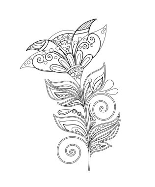 Beautiful Folkloric Flower, Nature Inspired Design Element. Ornate Abstract Pattern. Ethnic Motif, Floral Style. Vector Illustration. Coloring Book Page clipart