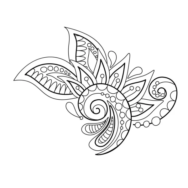 Beautiful Folkloric Indian Paisley Swirl Nature Inspired Design Element Ornate — Stock Vector