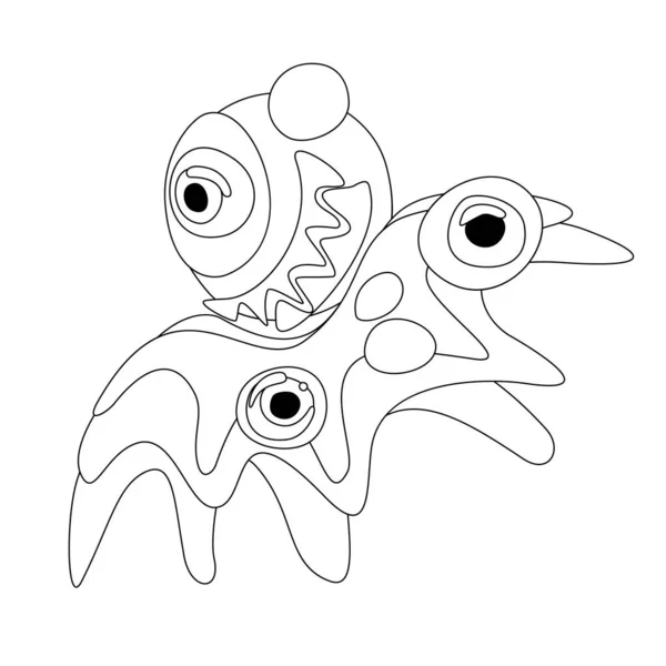 Psyhodelical Print Flying Monster Vibes Сюрреалистичный Дизайн Элемент Единого Дизайна — стоковый вектор