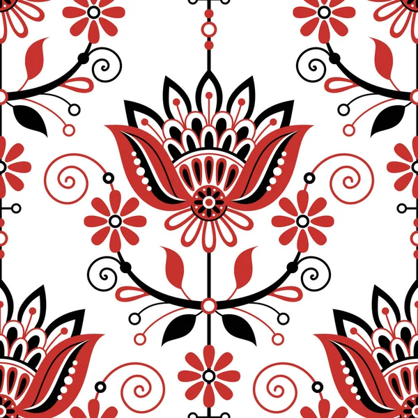 花とシームレスなパターンは ウクライナの伝統的な刺繍に触発 エスニック フローラル モチーフ ハンドメイド クラフト アート 民族デザイン 包装紙 — ストックベクタ