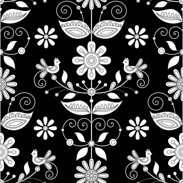 Seamless Pattern Flower Inspired Ukrainian Traditional Embroidery Ethnic Floral Motif — Wektor stockowy