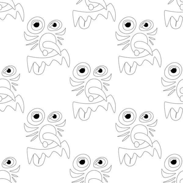 Modèle Sans Couture Avec Psyhodelical Bully Monster Face Design Surréaliste — Image vectorielle