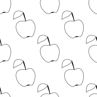 Renkli Şirin Elmalı Kusursuz Desen. Moda çizgi film dokusu. Vektör İllüstrasyon Renklendirme Kitabı Sayfası