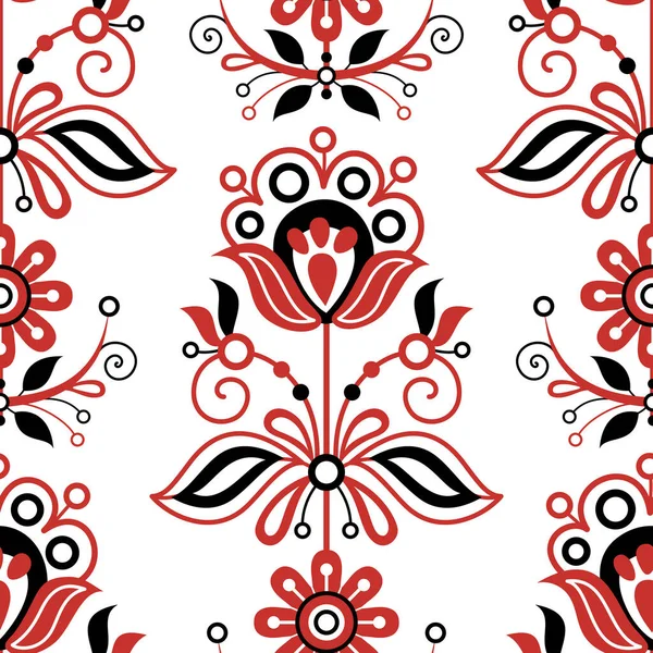花とシームレスなパターンは ウクライナの伝統的な刺繍に触発 エスニック フローラル モチーフ ハンドメイド クラフト アート 民族デザイン 包装紙 — ストックベクタ