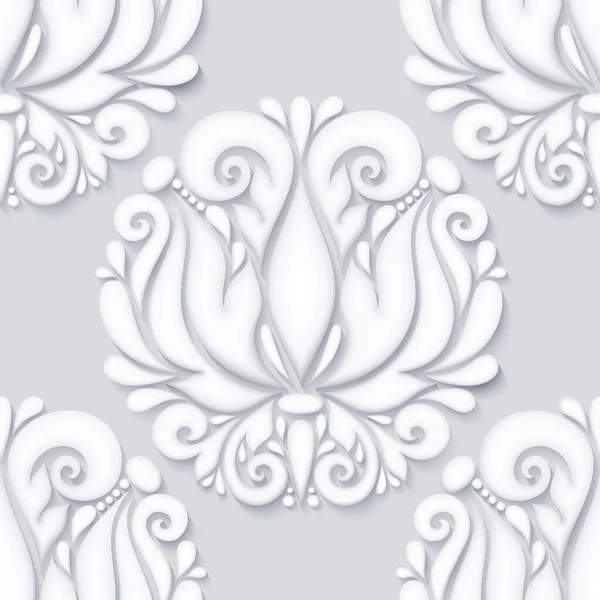 ペイズリースタイルの花のヴィンテージシームレスパターン ナチュラルモチーフの装飾組成物 概要オータネート アート 複雑なオーナメントだ ベクトル3Dイラスト — ストックベクタ