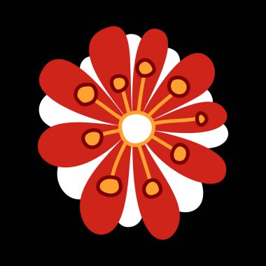 Güzel Folklorik Çiçek, Doğa İlham Veren Tasarım Elementi. Soyut Düzen 'i süsleyin. Etnik Motif, Çiçek Tarzı. Vektör İllüstrasyonu 