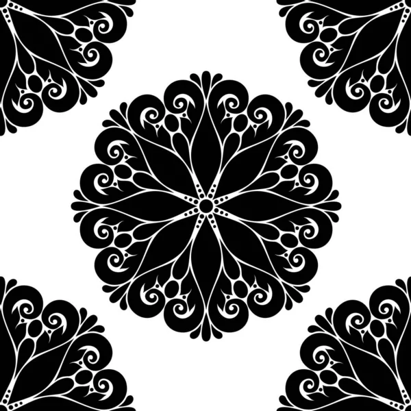 Ročník Bezešvý Vzor Mandala Paisley Style Dekorativní Kompozice Přírodními Motivy — Stockový vektor