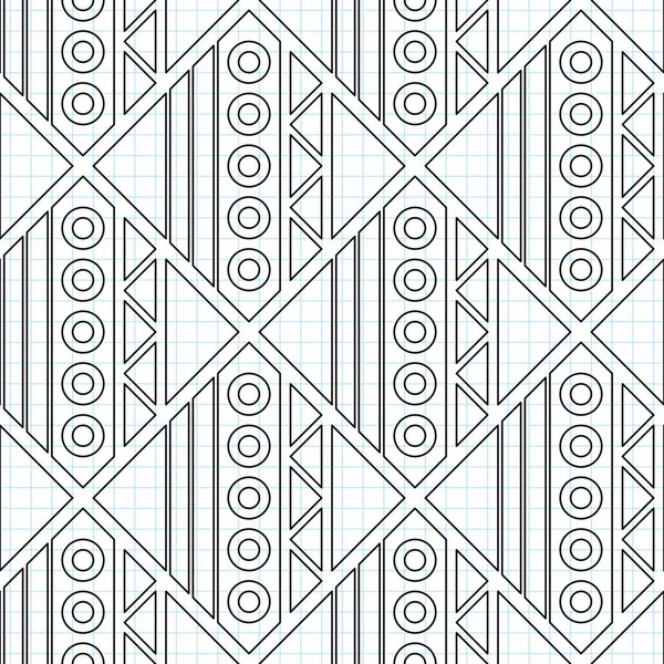Seamless Geometric Pattern Drawn Checkered Notebook Endless Modern Mosaic Texture — Vector de stock
