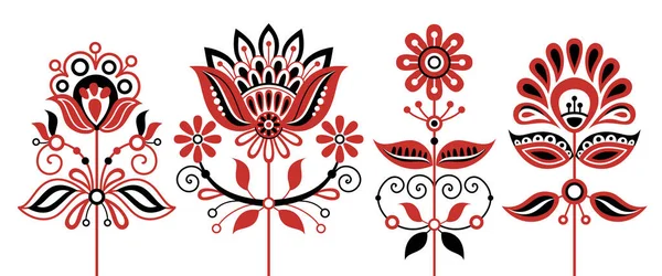 Ensemble Fleurs Inspiré Broderie Traditionnelle Ukrainienne Motif Floral Ethnique Artisanat — Image vectorielle