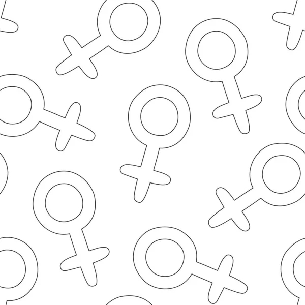 Απρόσκοπτη Μοτίβο Χαριτωμένο Θηλυκό Σύμβολο Φύλου Μοντέρνα Υφή Κινουμένων Σχεδίων — Διανυσματικό Αρχείο