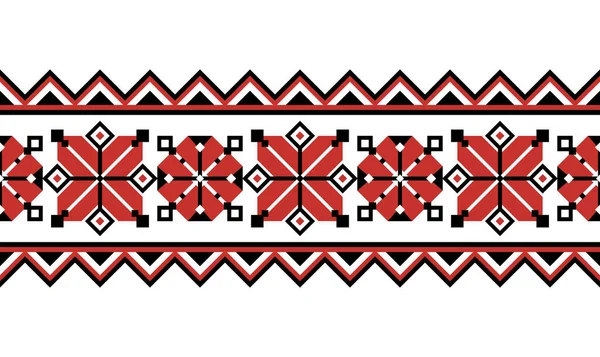 Seamless Border Ornamental Composition Inspired Ukrainian Traditional Embroidery Ethnic Motif — Vetor de Stock