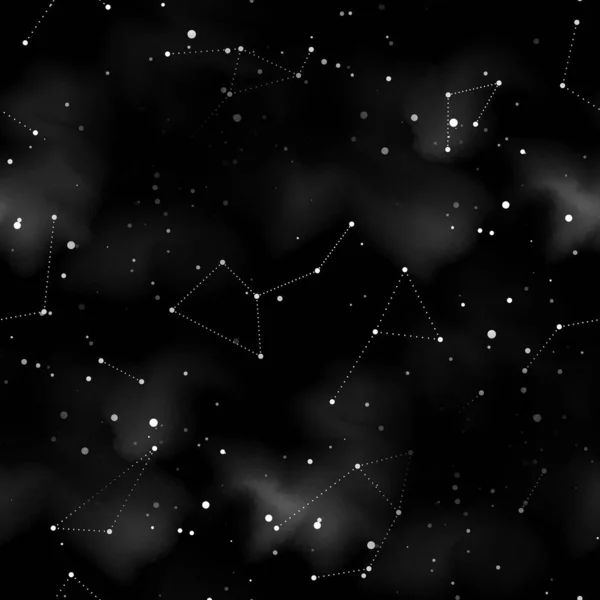 Endless Texture Cosmic Universe Night Sky Constellations Nebulas Comets Stars — Stock vektor