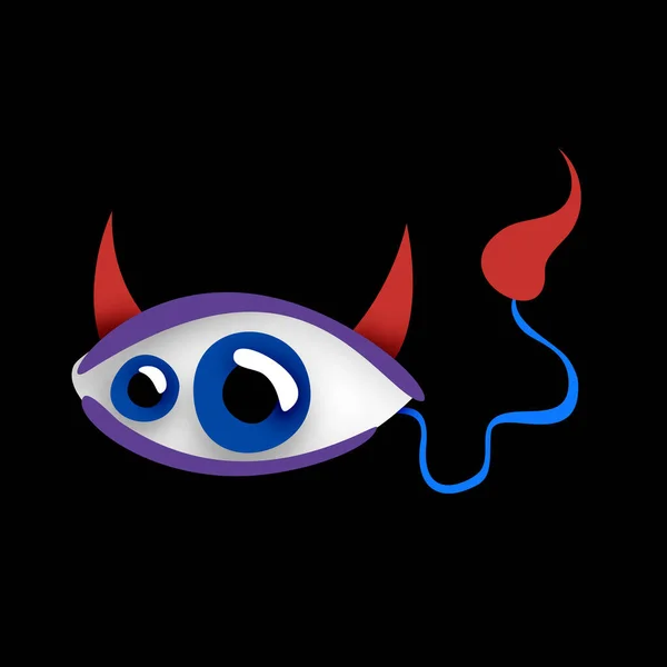 Психоделический Отпечаток Сюрреалистическим Дьявольским Глазом Сюрреалистичный Дизайн Чёрном Мультфильм Стиле — стоковый вектор