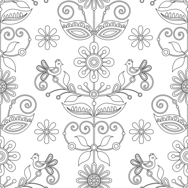 Seamless Pattern Flower Inspired Ukrainian Traditional Embroidery Ethnic Floral Motif — Archivo Imágenes Vectoriales
