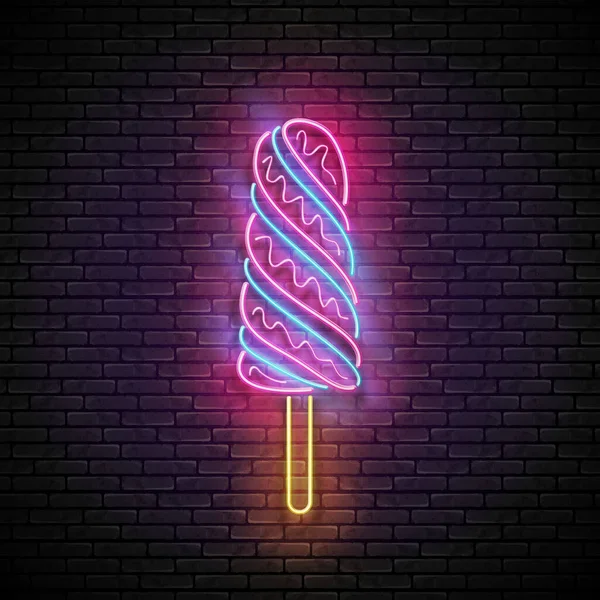 Vintage Glow Signboard Παγωτό Lolly Pop Παγωμένα Φρούτα Σόρμπετ Πρότυπο — Διανυσματικό Αρχείο
