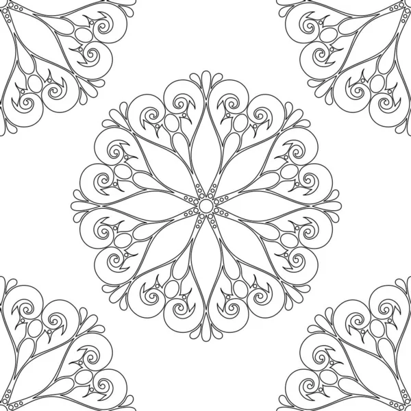 Vintage Seamless Pattern Mandala Стилі Пейслі Декоративна Композиція Природними Мотивами — стоковий вектор