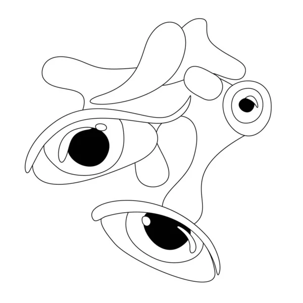 怪物的眼睛 的心理特征 超现实设计 单一设计元素 流行艺术卡通风格与Stains 为书页配色 矢量平行线说明 — 图库矢量图片