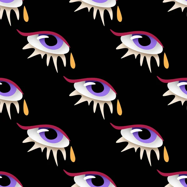Бесшовный Рисунок Психоделическим Принтом Сюрреалистическим Глазом Сюрреалистичный Дизайн Чёрном Мультфильм — стоковый вектор