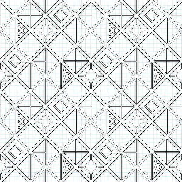 Seamless Geometric Pattern Drawn Checkered Notebook Endless Modern Mosaic Texture — Stockvektor