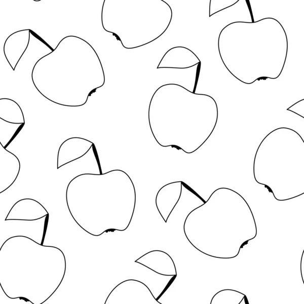 カラフルなかわいいアップルとシームレスなパターン トレンディーな漫画のテクスチャ ベクトルイラストぬりえブックページ — ストックベクタ