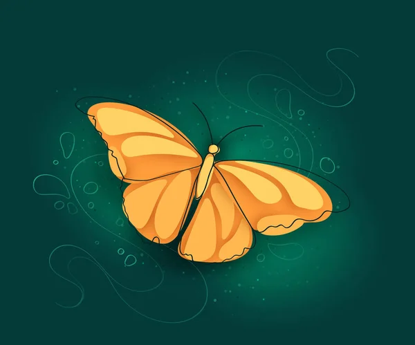 Jemné Dreamy Gold Butterfly Texturovaném Pozadí Prvek Návrhu Ručně Kresleného — Stockový vektor