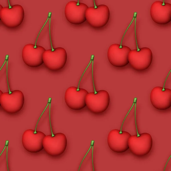 Seamless Pattern Colorful Cute Cherries Modern Plastic Style Trendy Cartoon — Stock Vector
