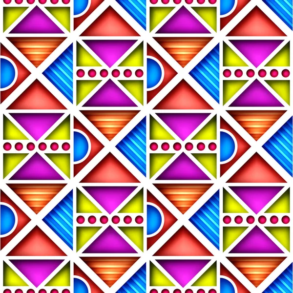 Seamless Colorful Geometric Pattern Triangles Endless Modern Mosaic Texture Fabric — Stock Vector
