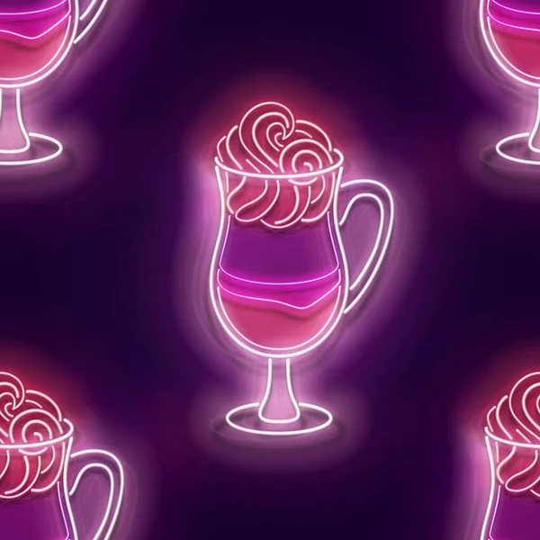 Απρόσκοπτη Μοτίβο Λάμψη Κύπελλο Του Cappuchino Latte — Διανυσματικό Αρχείο