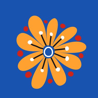 Güzel Folklorik Çiçek, Doğa İlham Veren Tasarım Elementi. Soyut Düzen 'i süsleyin. Etnik Motif, Çiçek Tarzı. Vektör İllüstrasyonu 