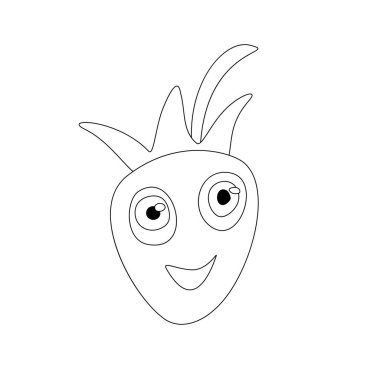 Tatlı Gülümseyen Çilek. Gerçeküstü Tasarım. Tek Tasarım Elementi. Lekeli Pop Art Çizgi Film Tarzı. Boyama Kitabı Sayfası. Vektör İlişkisi İllüstrasyonu