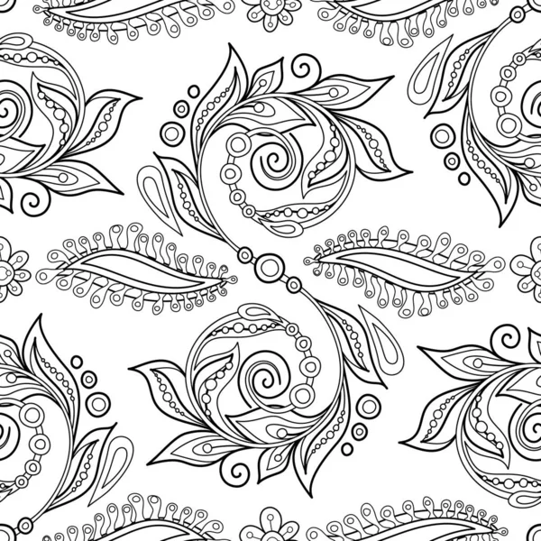 Patrón Folclórico Inconsútil Con Paisley Swirl Indio Elemento Diseño Inspirado — Archivo Imágenes Vectoriales