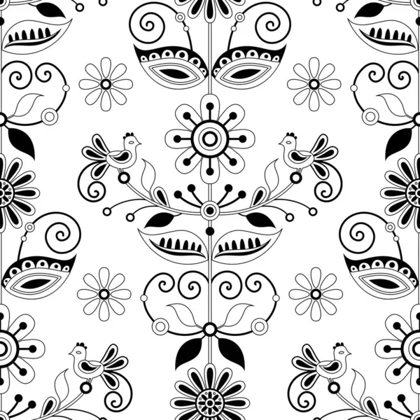 Seamless Pattern Flower Inspired Ukrainian Traditional Embroidery Ethnic Floral Motif — ストックベクタ