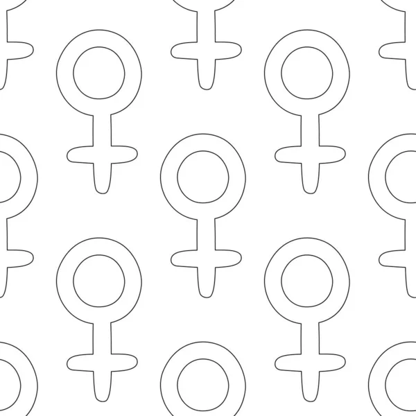 Seamless Pattern Cute Female Gender Symbol Trendy Cartoon Texture Vector — Stock Vector