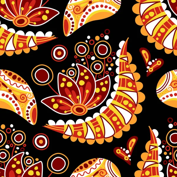 Modèle Sans Couture Folklorique Avec Concombre Indien Paisley Élément Conception — Image vectorielle
