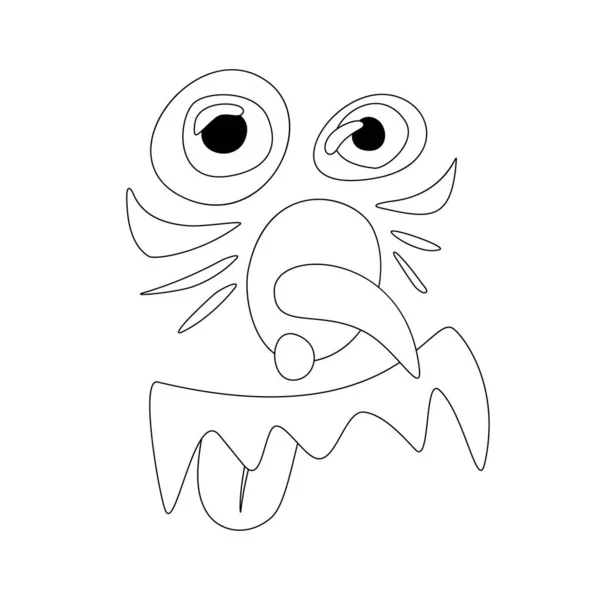 有暴食怪兽脸的心理变态指纹超现实设计 单一设计元素 流行艺术卡通风格与Stains 为书页配色 矢量平行线说明 — 图库矢量图片