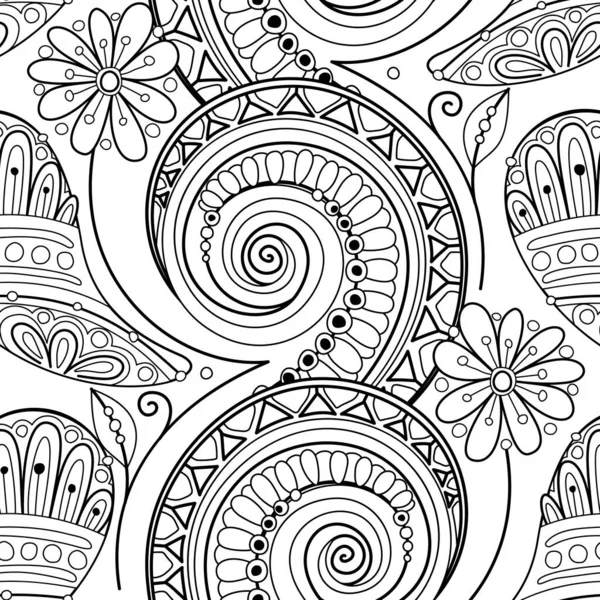 Folkloric Seamless Pattern Mit Indian Paisley Swirl Nature Inspired Design — Stockvektor