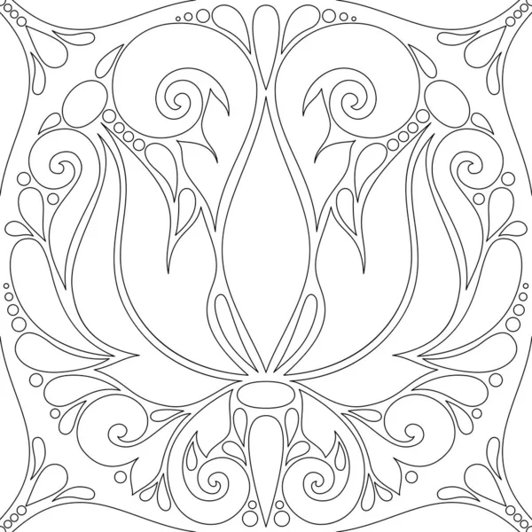 ペイズリースタイルの花のヴィンテージシームレスパターン ナチュラルモチーフの装飾組成物 概要オータネート アート ベクトル輪郭イラストぬりえブックページ — ストックベクタ