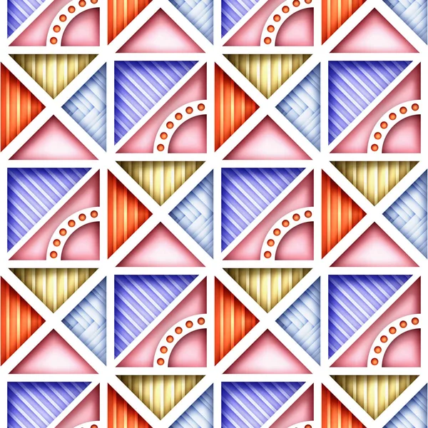 Seamless Colorful Geometric Pattern Triangles Endless Modern Mosaic Texture Fabric — Image vectorielle