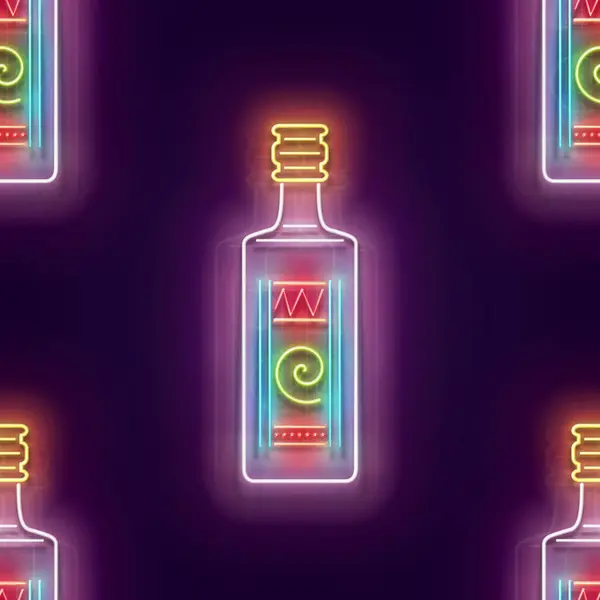 Sömlöst Mönster Med Glöd Mexikansk Tequila Traditionell Etnisk Alkoholdryck Neon Stockvektor