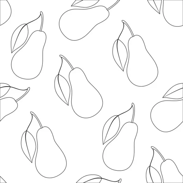 Seamless Pattern Cute Pear Trendy Cartoon Texture Vector Illustration Coloring Stock Vector