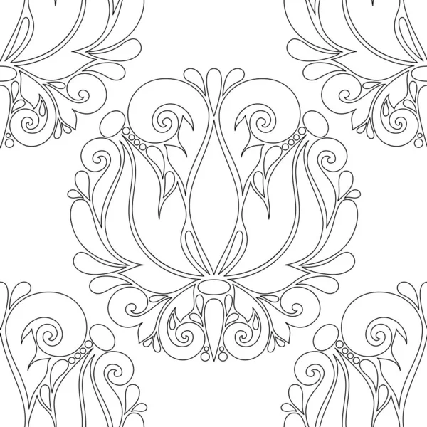Floral Vintage Seamless Pattern Στυλ Paisley Διακοσμητική Σύνθεση Φυσικά Μότιφς Εικονογράφηση Αρχείου