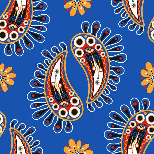Folkloric Seamless Pattern Con Paisley Cetriolo Indiano Elemento Design Ispirato Illustrazioni Stock Royalty Free