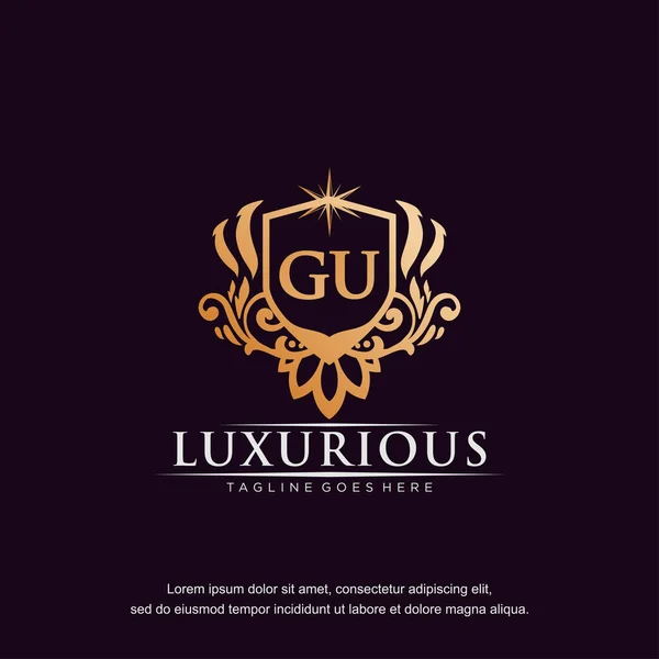 stock vector GU initial letter luxury ornament gold monogram logo template vector.