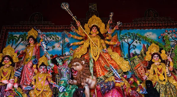 Ídolo Godess Durga Durante Carnaval Puja Bengala Ocidental — Fotografia de Stock