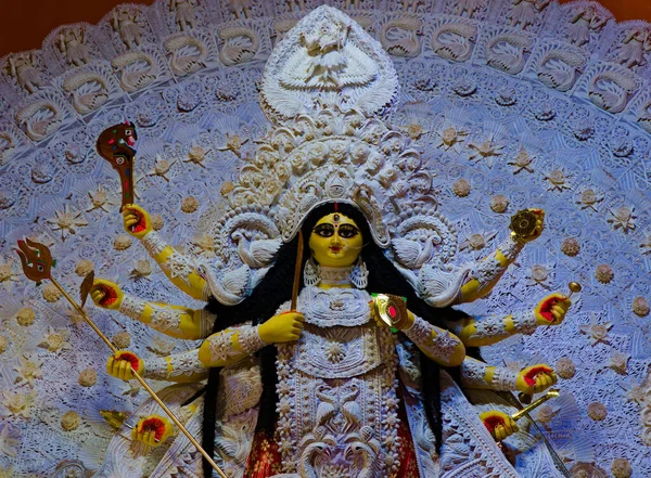 Godess Durga Idol Durante Carnevale Puja Nel Bengala Occidentale — Foto Stock