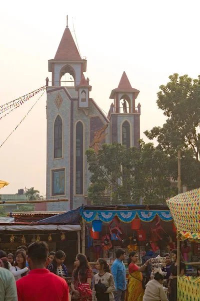 2022 Vista Parte Superior Iglesia Día Nebuloso Feria — Foto de Stock