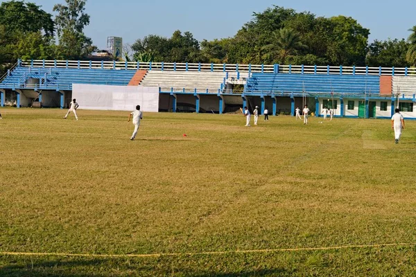 Petits Enfants Jouant Cricket Dans Aire Jeux Stade Inde — Photo