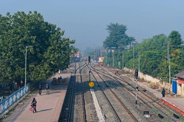 2022 Hindistan Asya Yukarıdan Demiryolu Görüntüsü — Stok fotoğraf