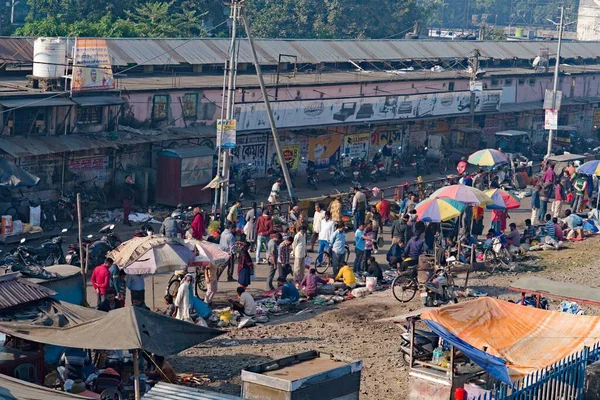 2022 India West Bengal Azië Luchtfoto Van Een Straat Markt — Stockfoto
