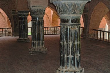 Malda West Bengal India 20.08.2023. stone made pillars in the inside of Adina mosque of India clipart